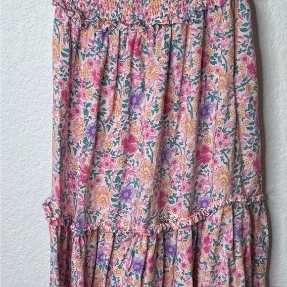 Anthropologie Abel The Label Maxi Dress Women’s XS Pink Floral Tiered Strappy - Picture 1 of 10
